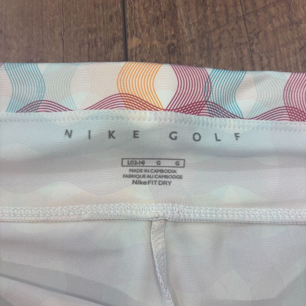 NIKE GOLF Multicolor Swirly Print Pull on Stretch Golf Pants Capri FitDry Large - Picture 3 of 11